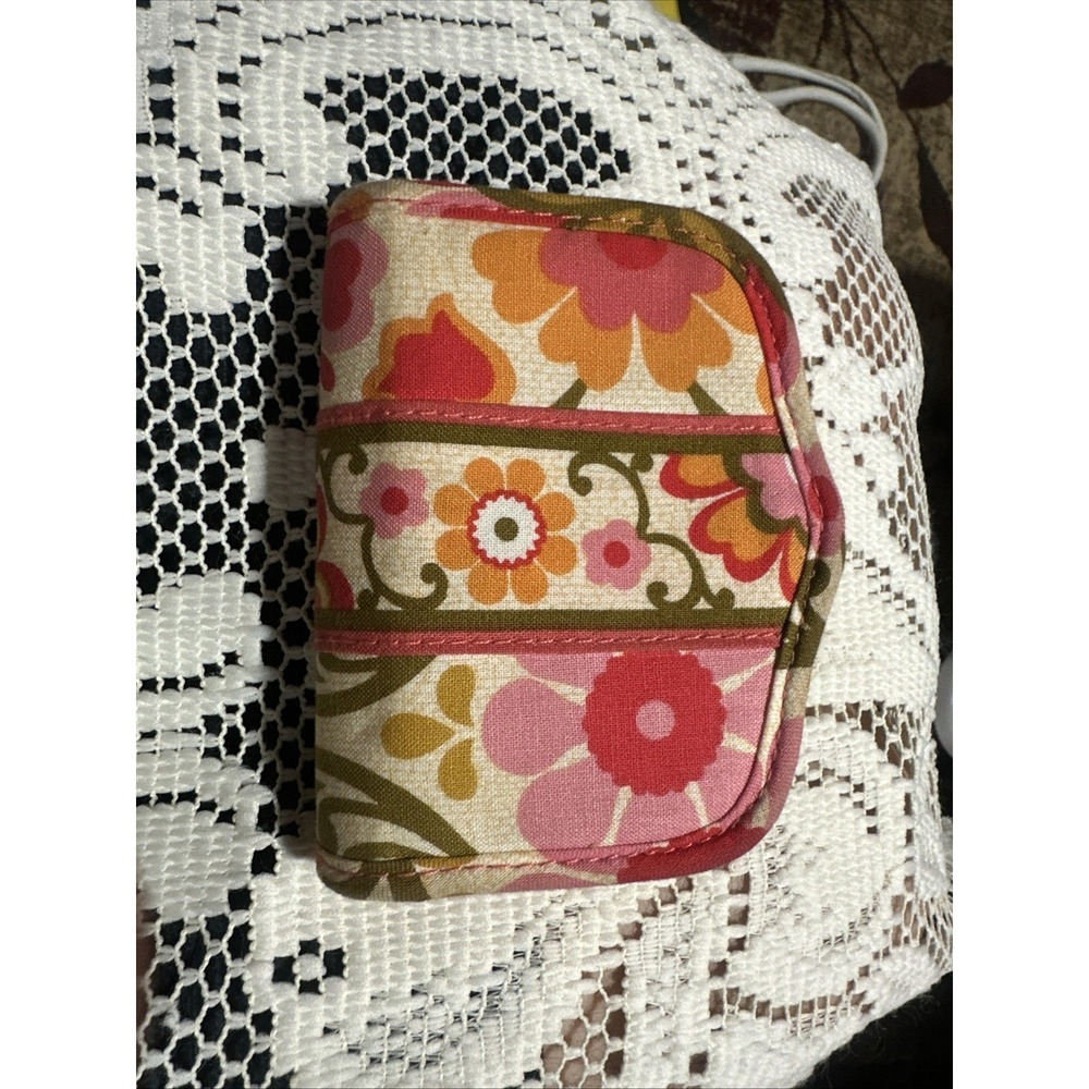 Vera Bradley Soft Card Holder Folkloric Floral Cotton Wallet Multi-Color
